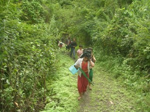 School children returning to the village